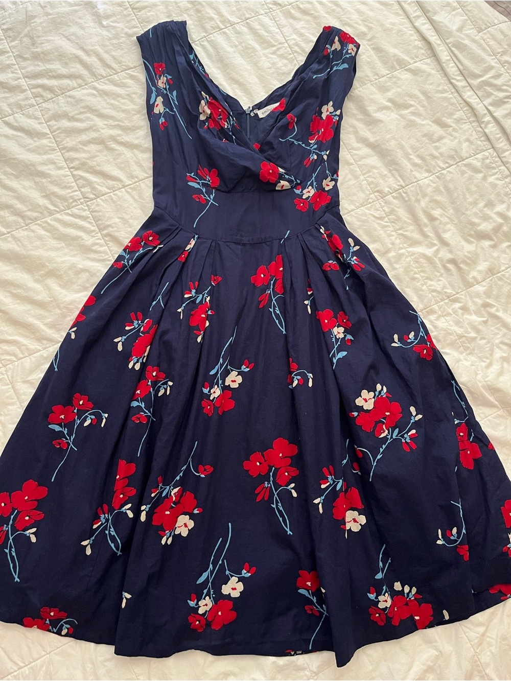 Emily and Fin Cotton Floral Retro 4th of July Fit-and-Flare Midi Dress UK38